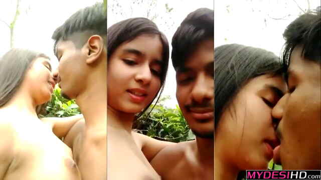 Indian Desi Bf Gf Outdoor Sex Sucking Her Pink Nipples During A Private Woods Hookup